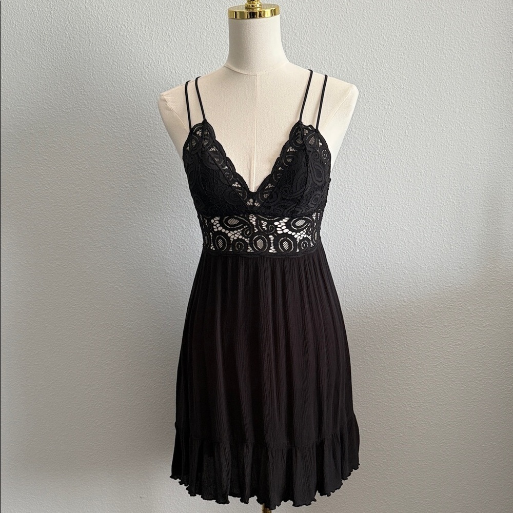 Victoria's Secret PINK Black Lace Babydoll Dress Size Small